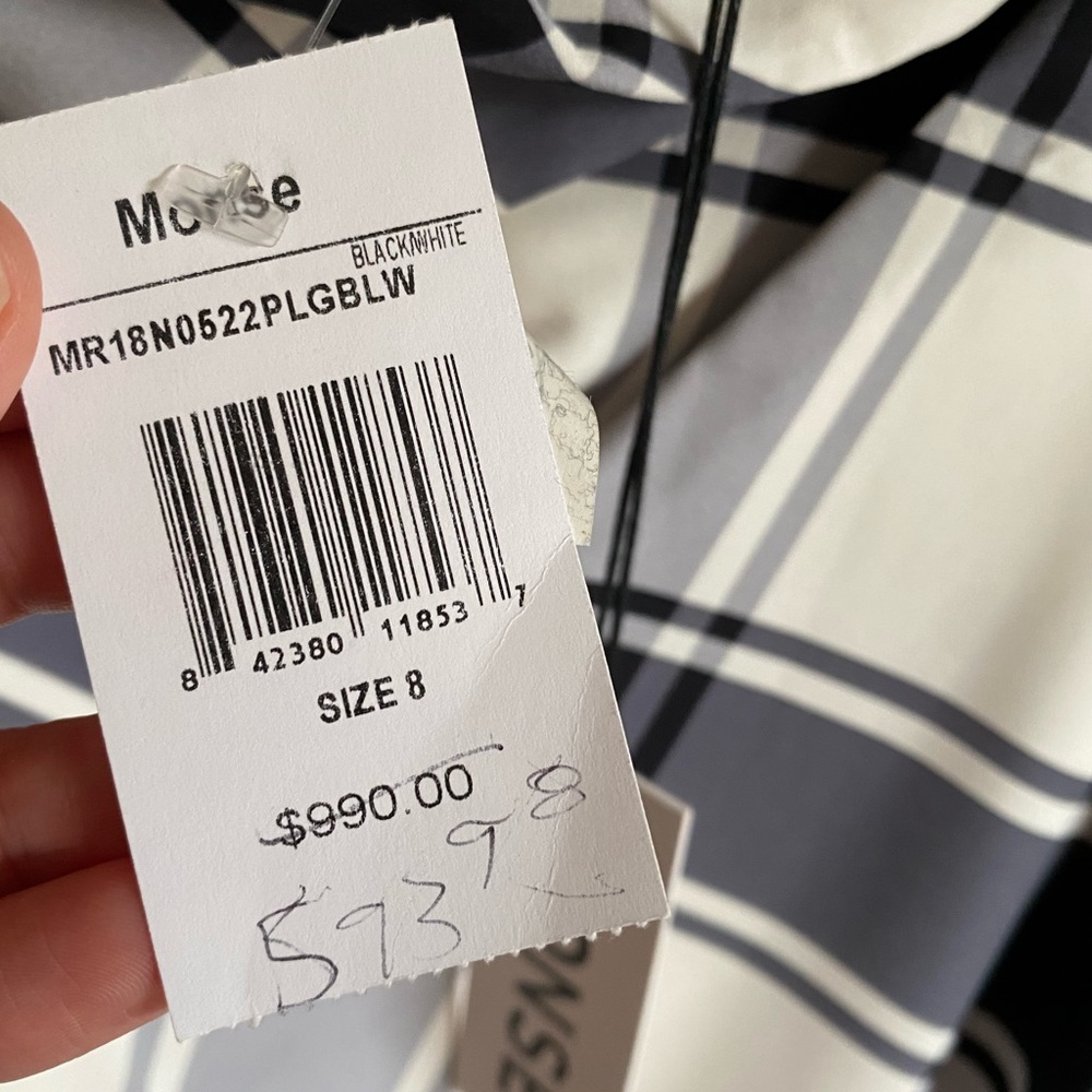 MONSE Plaid One Sleeve Georgette Blouse - Picture 5 of 5